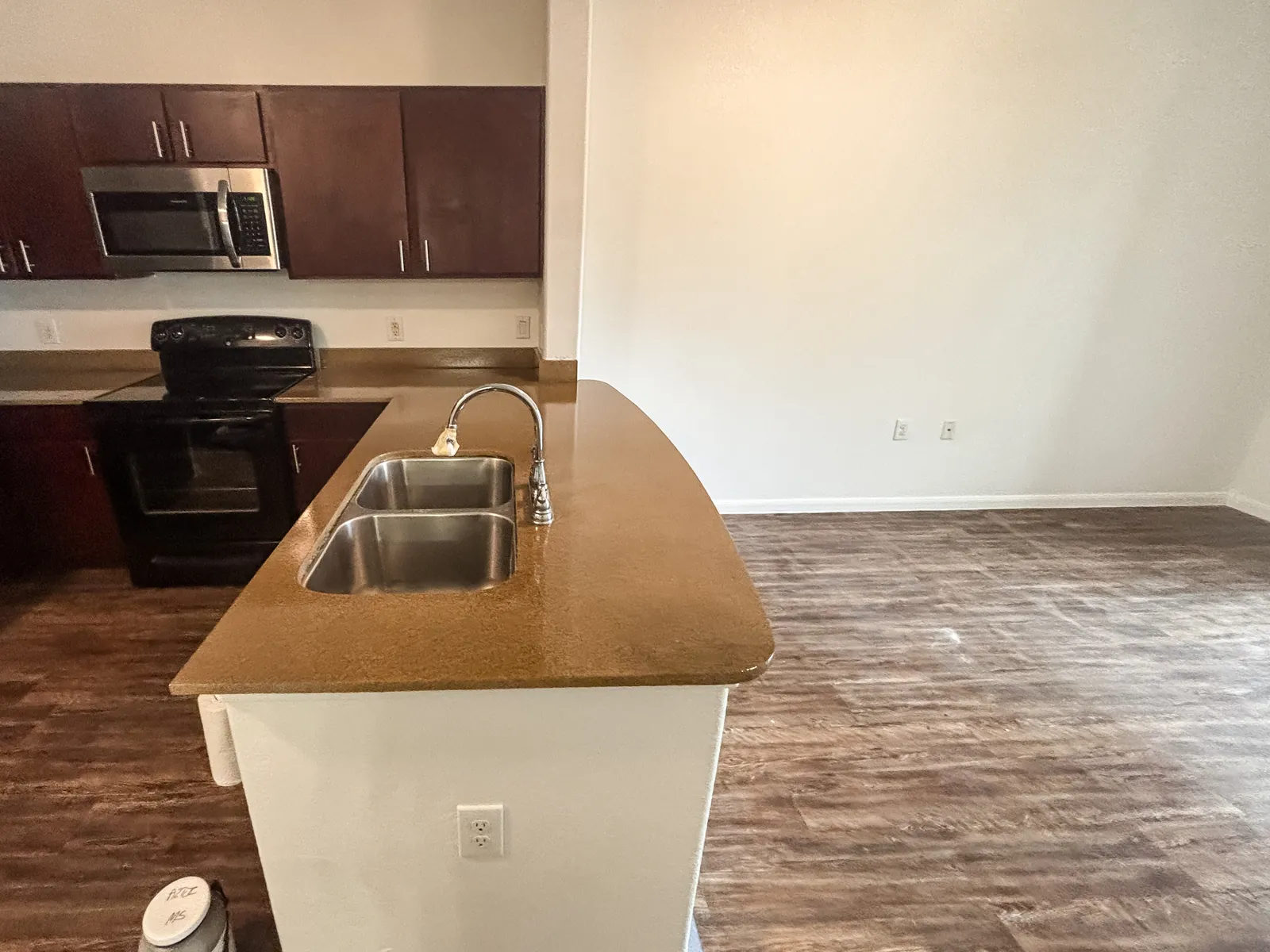 Apartment kitchen with refinished countertops