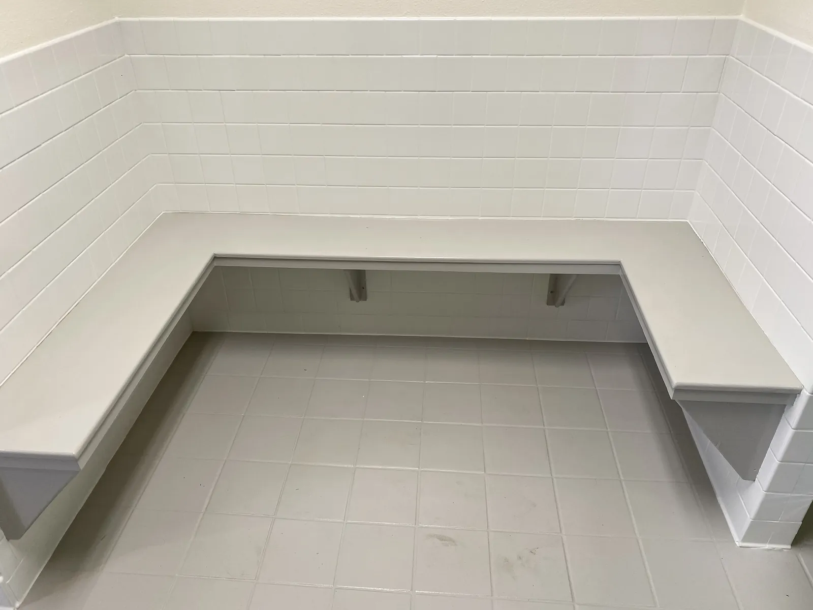 Shower tile refinished in gray