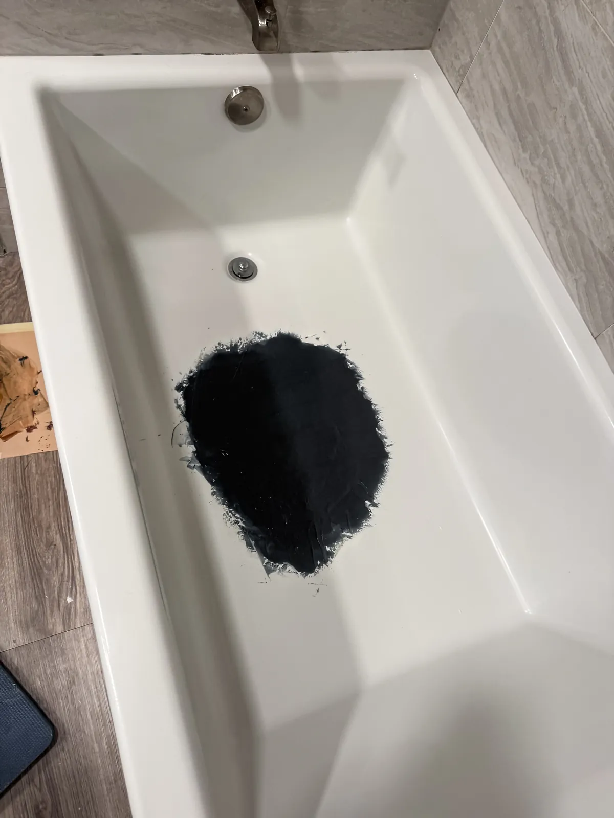 Fiberglass patch laid over the worn area